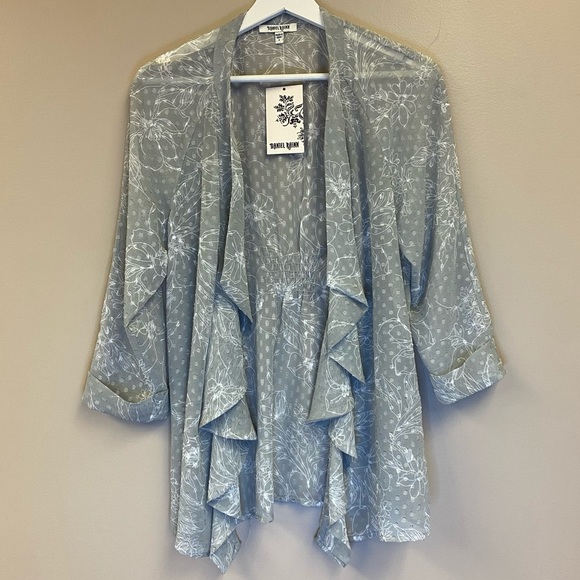 Daniel Rainn Tops - Daniel Rainn Chiffon Waterfall Polka Dot Kimono S